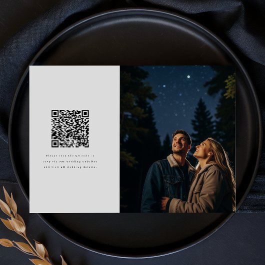 Moderne minimalistische Foto-Hochzeits-QR-Code Save The Date