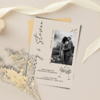 Moderne minimalistische Foto-Hochzeitseinladung Einladung