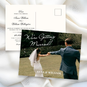 Moderne minimalistische Foto-Hochzeitseinladung Postkarte