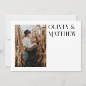 Moderne minimalistische Foto Hochzeitsfeier Einladung (Rückseite)