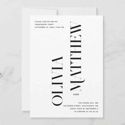 Moderne minimalistische Foto Hochzeitsfeier Einladung (Vorderseite)