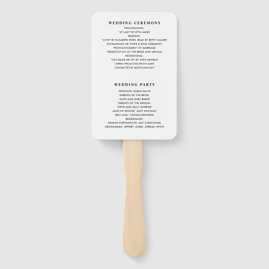 Moderne Minimalistische Foto-Hochzeitsprogramme Fächer (Rückseite)