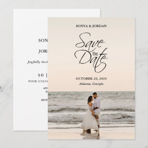 Moderne minimalistische Foto-Hochzeitsskript Save The Date