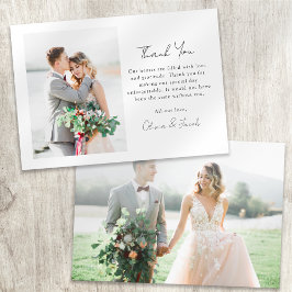 Moderne Minimalistische Foto-Kalligrafie-Hochzeit Dankeskarte