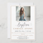 Moderne Minimalistische Foto LDS Taufe Einladung (Vorderseite)