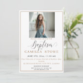 Moderne Minimalistische Foto LDS Taufe Einladung (Stehend Vorderseite)