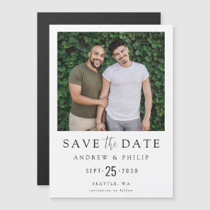 Moderne Minimalistische Foto-LGBTQ-Save-the-Date-K Magneteinladung