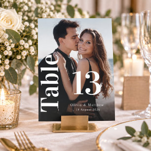 Moderne minimalistische Foto-Overlay-Hochzeit Tischnummer