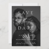 Moderne minimalistische Foto-Overlay-QR-Code-Hochz Save The Date (Vorderseite)