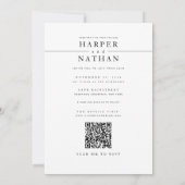 Moderne minimalistische Foto-QR-Code-Hochzeit Einladung (Rückseite)