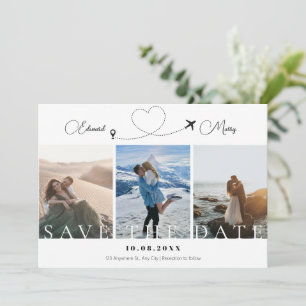 Moderne minimalistische Foto-Reise Welt Hochzeit Save The Date