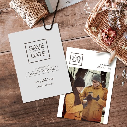 Moderne Minimalistische Foto Save the Date Card Einladung