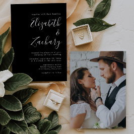 Moderne Minimalistische Foto Schwarz-Weiß-Hochzeit Einladung