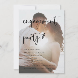 Moderne Minimalistische Foto-Script-Engagement-Par Einladung