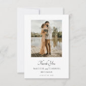 Moderne Minimalistische Foto Script Serif Hochzeit Dankeskarte (Vorderseite)