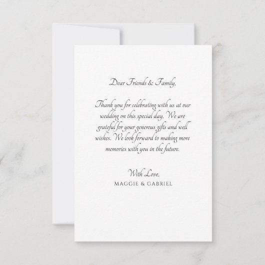 Moderne Minimalistische Foto Script Serif Hochzeit Dankeskarte (Rückseite)