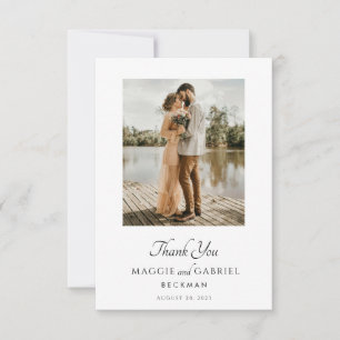 Moderne Minimalistische Foto Script Serif Hochzeit Dankeskarte