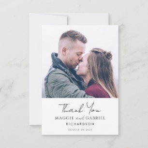 Moderne Minimalistische Foto Script Serif Hochzeit Dankeskarte