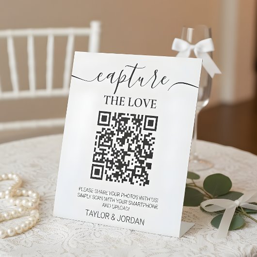 Moderne Minimalistische Foto-Sharing-QR-Code Sockelschild