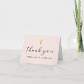 Moderne Minimalistische Foto-Taufe Dankeskarte (Vorderseite)