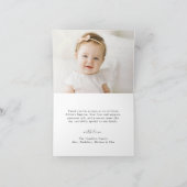 Moderne Minimalistische Foto-Taufe Dankeskarte (Innenseite)