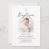 Moderne Minimalistische Foto-Taufe Einladung (Vorderseite)