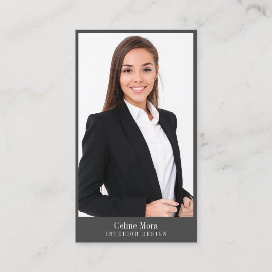 Moderne Minimalistische Foto-Typografie-Visitenkar Visitenkarte (Vorderseite)