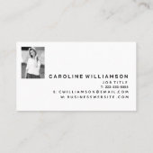 Moderne Minimalistische Foto-Visitenkarte Visitenkarte (Rückseite)