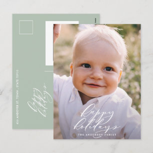 Moderne minimalistische Foto-Weihnachten eleganter Feiertagspostkarte