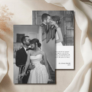 Moderne Minimalistische Fotografie-Script-Hochzeit Dankeskarte