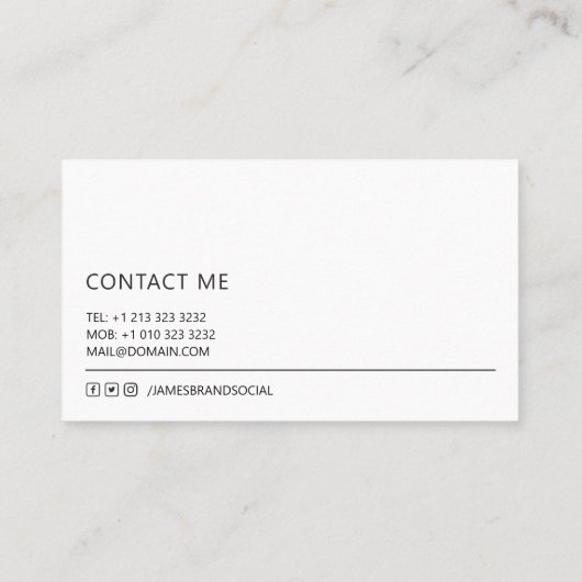 Moderne Minimalistische Fotografie Visitenkarte (Rückseite)