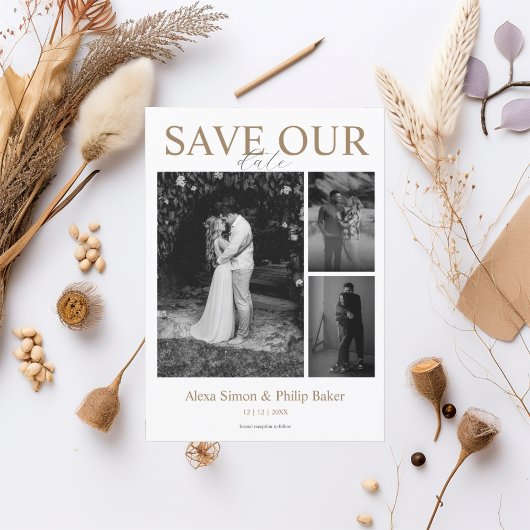 Moderne Minimalistische Fotokassenkarte Save the D Einladung