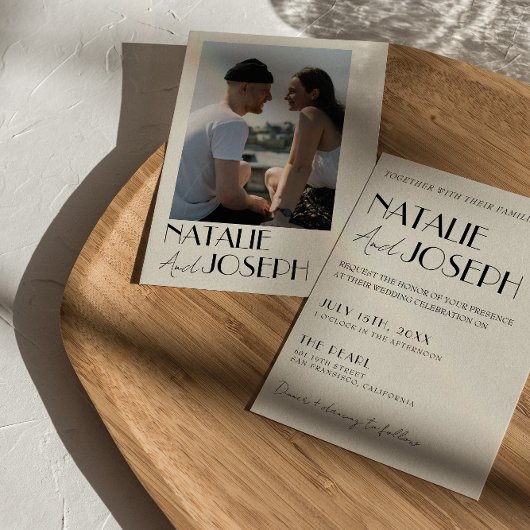 Moderne Minimalistische französische Retro-Foto-Ho Einladung