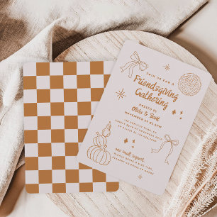 Moderne minimalistische Friendsgiving-Feier zur Er Einladung