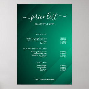 Moderne Minimalistische Friseursalon-Preisliste fü Poster