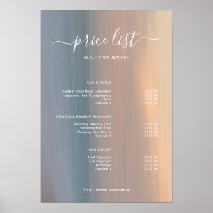 Moderne Minimalistische Friseursalon-Preisliste fü Poster