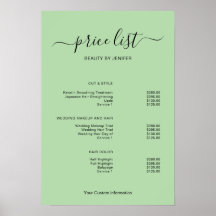 Moderne Minimalistische Friseursalon-Preisliste fü