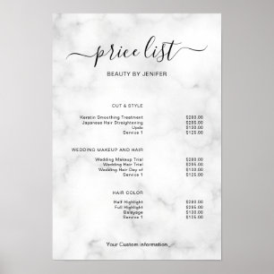 Moderne Minimalistische Friseursalon-Preisliste fü Poster