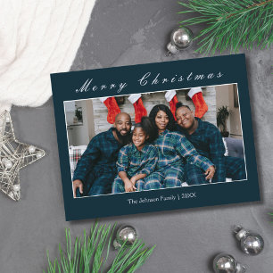 Moderne minimalistische Frohe Weihnachten Familien Postkarte