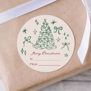 moderne minimalistische Frohe Weihnachten Geschenk Runder Aufkleber