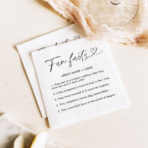 Moderne Minimalistische Fun Facts Wedding Serviette