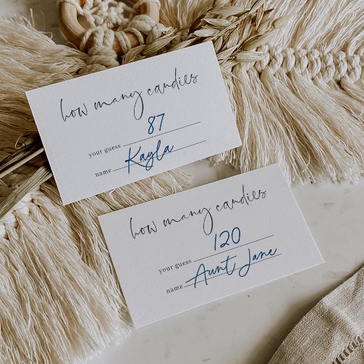 Moderne Minimalistische Game Card für Candy Guessi Begleitkarte