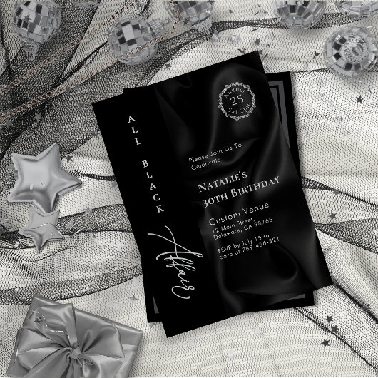 Moderne Minimalistische, ganz schwarze Kleidung fo Einladung