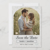 Moderne minimalistische gebogene personalisierte F Save The Date (Vorderseite)