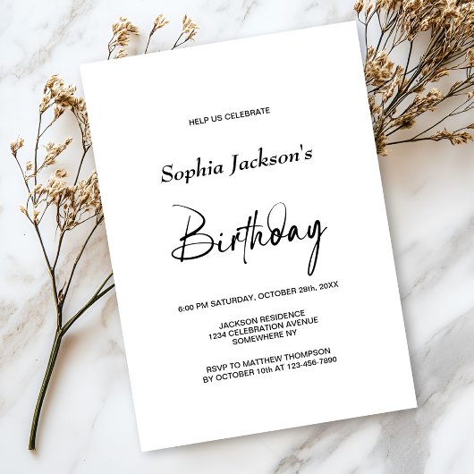 Moderne Minimalistische Geburtstagsparty Einladung