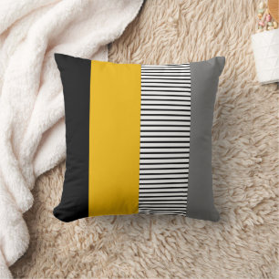 Moderne minimalistische gelbe und graue gestreifte kissen