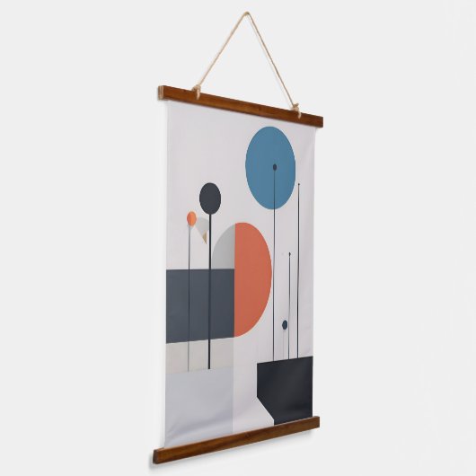 Moderne Minimalistische geometrische Abstrakte Kun Wandteppich Mit Holzrahmen (Gewinkelt)