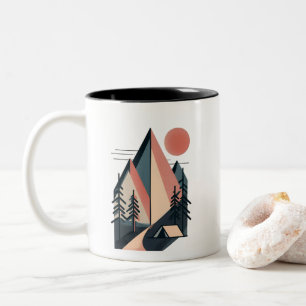 Moderne minimalistische geometrische Bergcampingku Zweifarbige Tasse