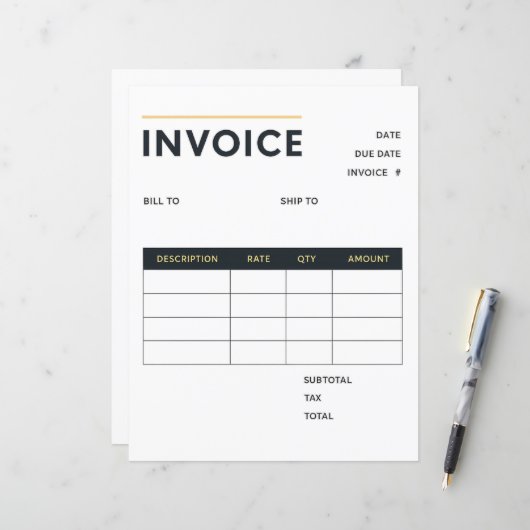 Moderne Minimalistische Geschäftsrechnung (Vorderseite/Rückseite Beispiel)