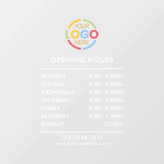 Moderne Minimalistische Geschäftszeiten Fensteraufkleber (Blatt)